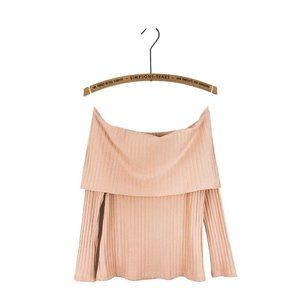 River Island Off Shoulder Pink Ribbed Top